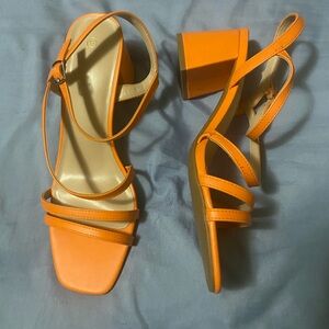 Vibrant Orange Strappy Heels